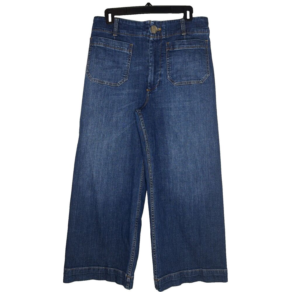 Maeve The Colette High-Rise Cropped Wide Leg Jeans Indigo 30 Parisian Boho Chic